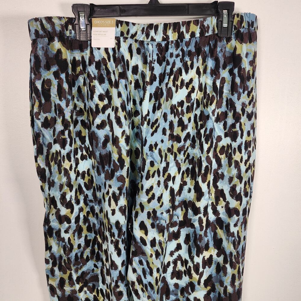 Chico’s Womens Animal Luster Drape Wide Leg Size 3 US 16 Pull On Elastic Waist - Picture 5 of 10